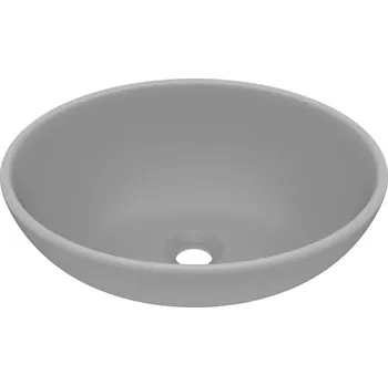 Oválné keramické umyvadlo matné světle šedé 400x330x135mm