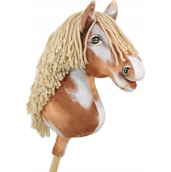 Hobby horsing Hobby Horse Velký kůň na tyči Premium - strakatý tobiano s béžovou hřívou A3