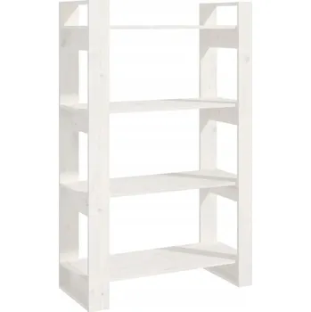 Knihovna Knihovna z masivního borovicového dřeva, bílá, 80x35x125 cm