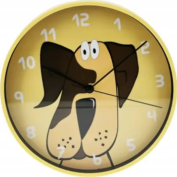 Hodiny Nástěnné hodiny žlutý pes do dětského pokoje Ø 20 cm PLAST