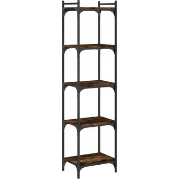 Knihovna Regál na knihy s kovovým rámem, kouřový dub, 40 x 30 x 154 cm