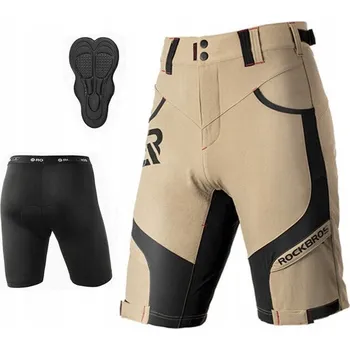 Cyklistické kalhoty Krátké cyklistické kraťasy 2v1 s 4D vložkou pro MTB, prodyšné YPK020 M béžové
