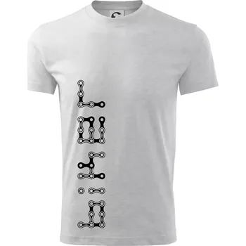 Biker nápis na výšku řetěz - Tričko dětské bavlněné - 98 cm / 2 roky ( Světlešedý Melír )