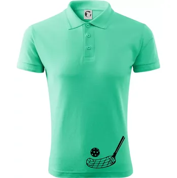 Pánská košile Floorball nápis šikmo - Polokošile pánská Pique Polo 203 - XL ( Mátová )