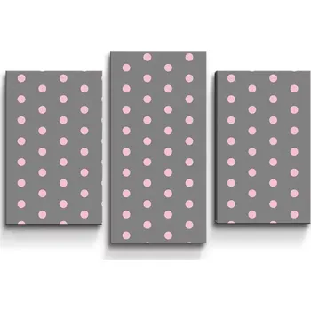 Obraz Sablio Obraz - 3-dílný Růžové puntíky na šedé - 75x50 cm
