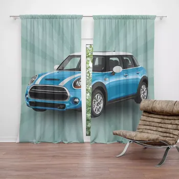 Závěs Sablio Závěs Mini sedan Zelené pozadí: 2ks 140x250cm