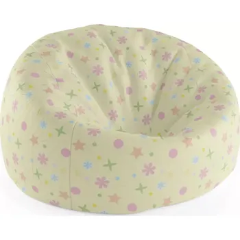 Sedací pytel Sablio Sedací vak Cocoon Hvězdy, květy a puntíky - 115 x 75 x 45 cm