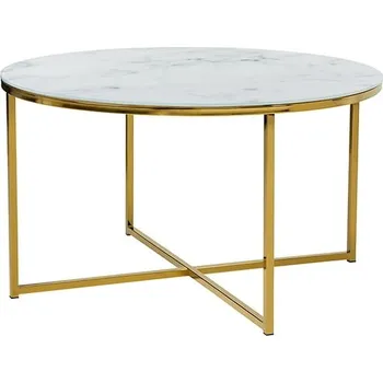 Konferenční stolek Kulatý stolek do obývacího pokoje Xana - Black Red White - BRW Bílý Mramor / Zlatá 80x45 cm