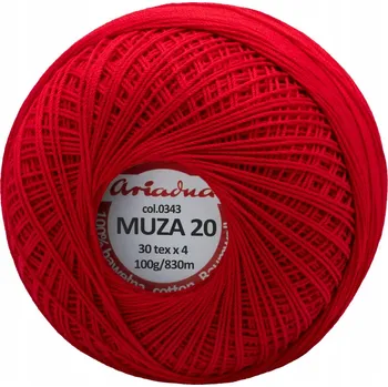 Příze Háčkovací Příze Ariadna Muza 20 červená 343