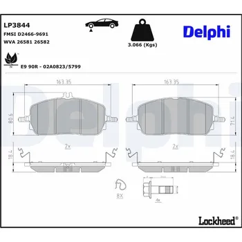 Brzdová destička Sada brzdových destiček, kotoučová brzda DELPHI LP3844