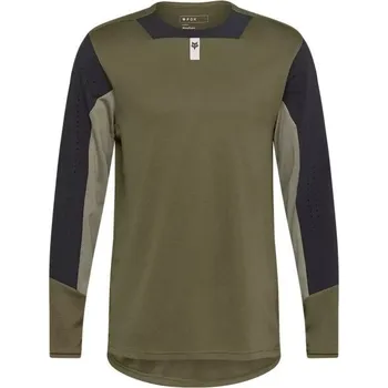 Cyklistické oblečení Enduro dres Fox DEFEND LS 2XL Tmavě zelená, Khaki, Černá
