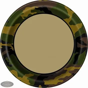 Party nádobí UNIQUE Talíře maskáč - voják - ARMY - 22 cm - 8 ks