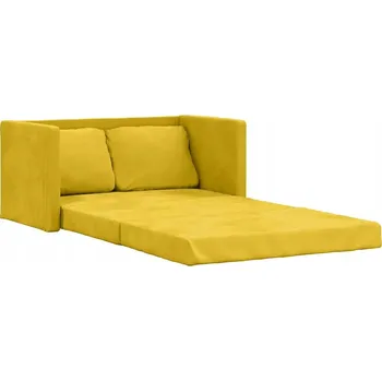Pohovka Rozkládací pohovka pro 2 osoby Futon Sametová Tmavě Žlutá 122x70x55 cm