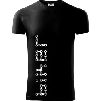 Pánské tričko Biker nápis na výšku řetěz - Viper FIT - Pánské zůžené tričko - S ( Černá )