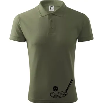 Pánská košile Floorball nápis šikmo - Polokošile pánská Pique Polo 203 - 5XL ( Khaki )