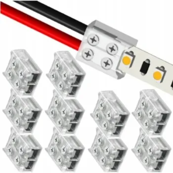 LED osvětlení Złączka Szybkozłączka pro LED COB pásek 10mm, oboustranná: pásek-drát, šroubovací