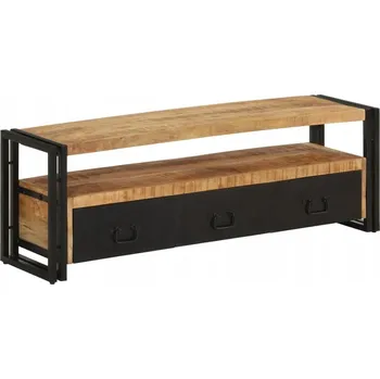 Televizní stolek Starožitně vypadající TV stolek z masivního mangového dřeva a železa, 120x30x40 cm