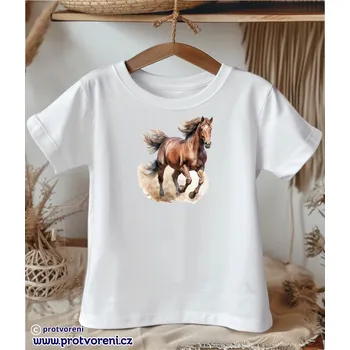 Chlapecké oblečení Trička s potiskem Tričko s potiskem, dětské, KŮŇ RYZÁK v klusu, 1 ks zvolte VELIKOST textilu ZDE:: 3/4 let Beagle