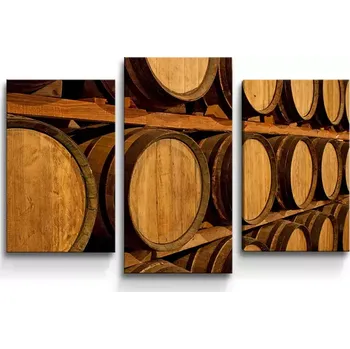 Obraz Sablio Obraz - 3-dílný Dřevěné sudy - 75x50 cm