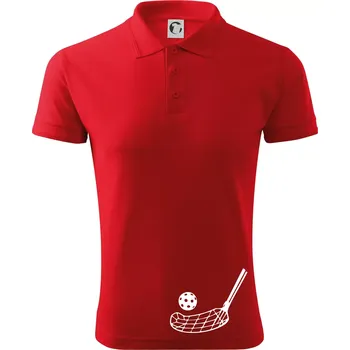 Pánská košile Floorball nápis šikmo - Polokošile pánská Pique Polo 203 - XL ( Červená )