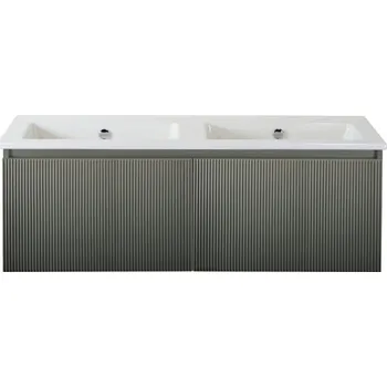 Koupelnový nábytek Souprava koupelnového nábytku Sanox Frozen 3D ŠxVxH 121 x 42 x 46 cm barva čela petrol 2dílná s dvojitým keramickým umyvadlem bez otvoru na kohout