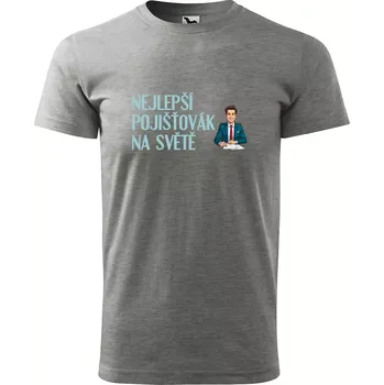 Pánské tričko Sablio Tričko s potiskem Nejlepší pojišťovák na světě - šedé M