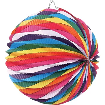 Party dekorace Junior Lampion kulatý 26x22,5 cm Barevné vlnky