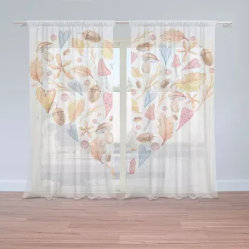 Záclona Sablio Záclony Podzimní srdce: 2ks 150x250cm