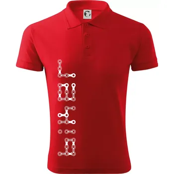 Pánská košile Biker nápis na výšku řetěz - Polokošile pánská Pique Polo 203 - M ( Červená )