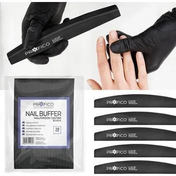 PILNÍK NA NEHTY LOĎKA PŮLMĚSÍC 120/180 ČERNÝ SADA 10 KUSŮ PROFICO