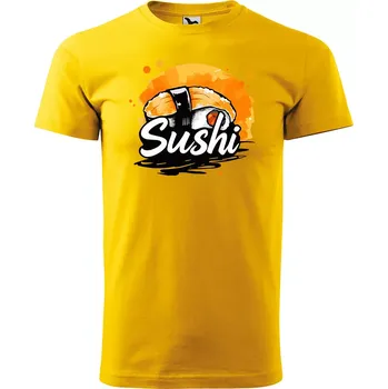Sablio Tričko s potiskem Sushi - žluté 4XL