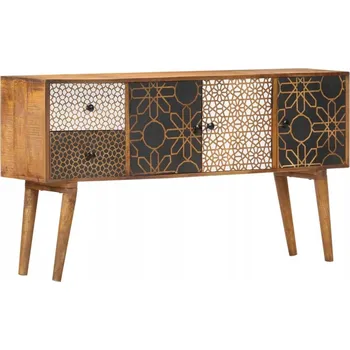 Komoda Komoda ve stylu poloviny 20. století, masivní mangové dřevo, 130x30x70 cm, 2 zásuvky