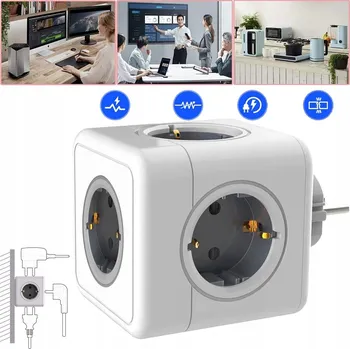 Elektrická zásuvka ZÁSUVKA DO ZDI ROZDVOJKA ADAPTÉR 5v1