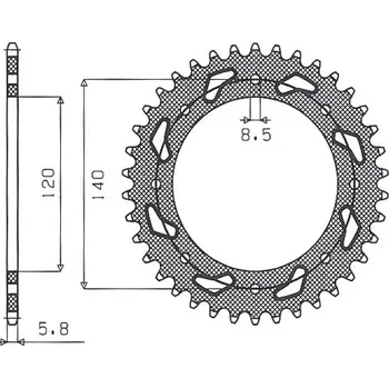 Řetězová sada pro motocykl SUNSTAR ZADNÍ ŘETĚZOVÉ KOLO 491 43 KAWASAKI KLR 650C '95-'03 (JTR487.43) (ŘETĚZ 520) (49143JT)