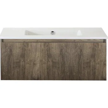 Koupelnový nábytek Souprava koupelnového nábytku Sanox Frozen 3D ŠxVxH 101 x 42 x 46 cm barva čela charleston 2dílná s keramickým umyvadlem bez otvoru na kohout