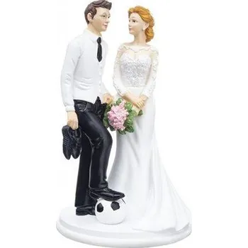 Jedlá dekorace na dort Dortisimo Figurka Novomanželé s fotbalovým míčem 20 cm