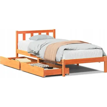 Postel Rám postele borovice s šuplíky, voskovaná hnědá, 195,5 x 95,5 x 69,5 cm