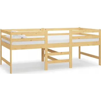 Postel Polovysoká postel se žebříkem, masivní borovicové dřevo, 203,5x98x80,5 cm
