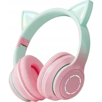 Sluchátka Bezdrátová sluchátka přes uši Bluetooth v5.3 s RGB podsvícením - Kočka