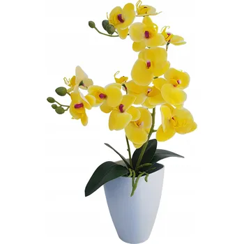 umělá květina Umělá Orchidej 45-50cm SILIKONOVÝ květ Žlutá