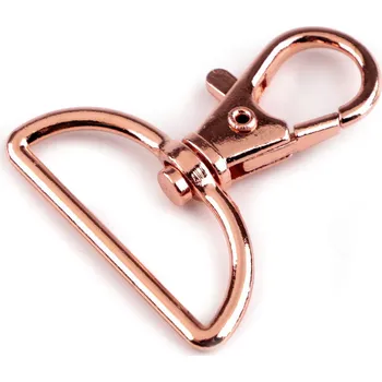 Kovová karabina otočná, průvlek 30 mm, střední, 6 růžové zlato tmavá