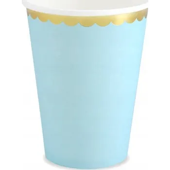 Jednorázové nádobí Papírové Kelímky Kelímky Na Jedno Použití MODRÉ ZLATÉ OKRAJE na narozeniny