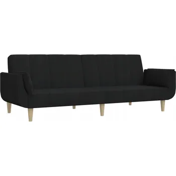 Pohovka Rozkládací pohovka pro 2 osoby s dřevěným rámem, černá 220x84,5x69 cm