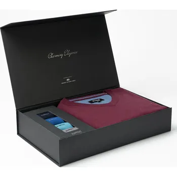 Pánský svetr Set pánského svetru MARCELIO Marsala a ponožek v dárkovém boxu