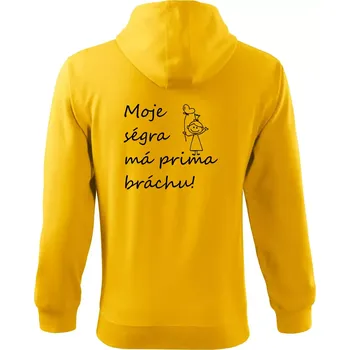 Pánská mikina Moje ségra má prima bráchu! - Mikina s kapucí na zip trendy zipper - 2XL ( Žlutá )