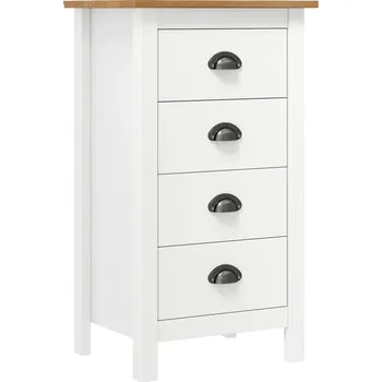 Komoda Komoda Hill Lite, borovicové dřevo, bílo-medově hnědá, 46x35x80 cm, 4 zásuvky