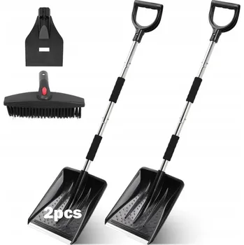 Hrablo na sníh Lehká lopata na sníh s otočným kartáčem a škrabkou 110 cm Černá