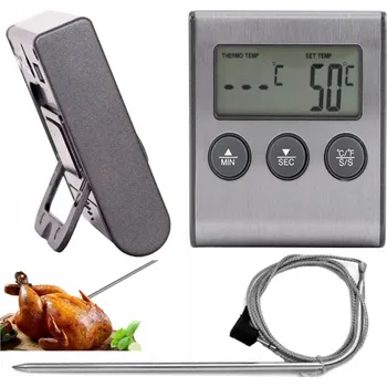Kuchyňský teploměr TEPLOMĚR TERMOSTAT MINUTKA DO UDÍRNY GRILU ELEKTRONICKÝ SONDA NA MASO vícebarevná