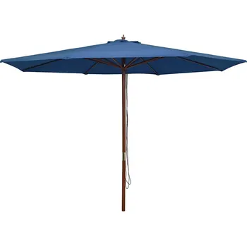 Slunečník vidaXL Zahradní slunečník s dřevěnou tyčí 350 cm modrý