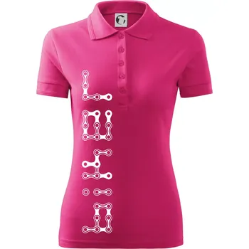 Biker nápis na výšku řetěz - Polokošile dámská Pique Polo - XL ( Purpurová )